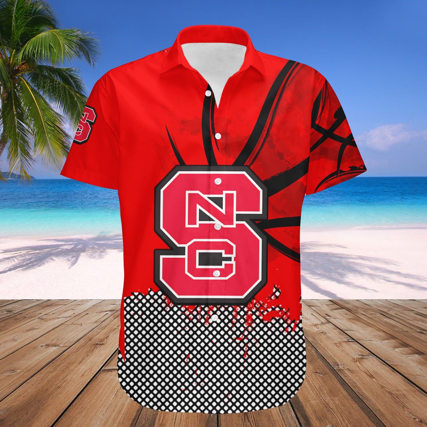 Nc State Wolfpack Hawaii Shirt Basketball Net Grunge Pattern – NCCA