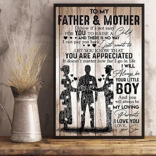 To My Father & Mother I Love You Portrait Poster & Canvas Gift For Parents From Son Birthday Gift Home Decor Wall Art Visual Art