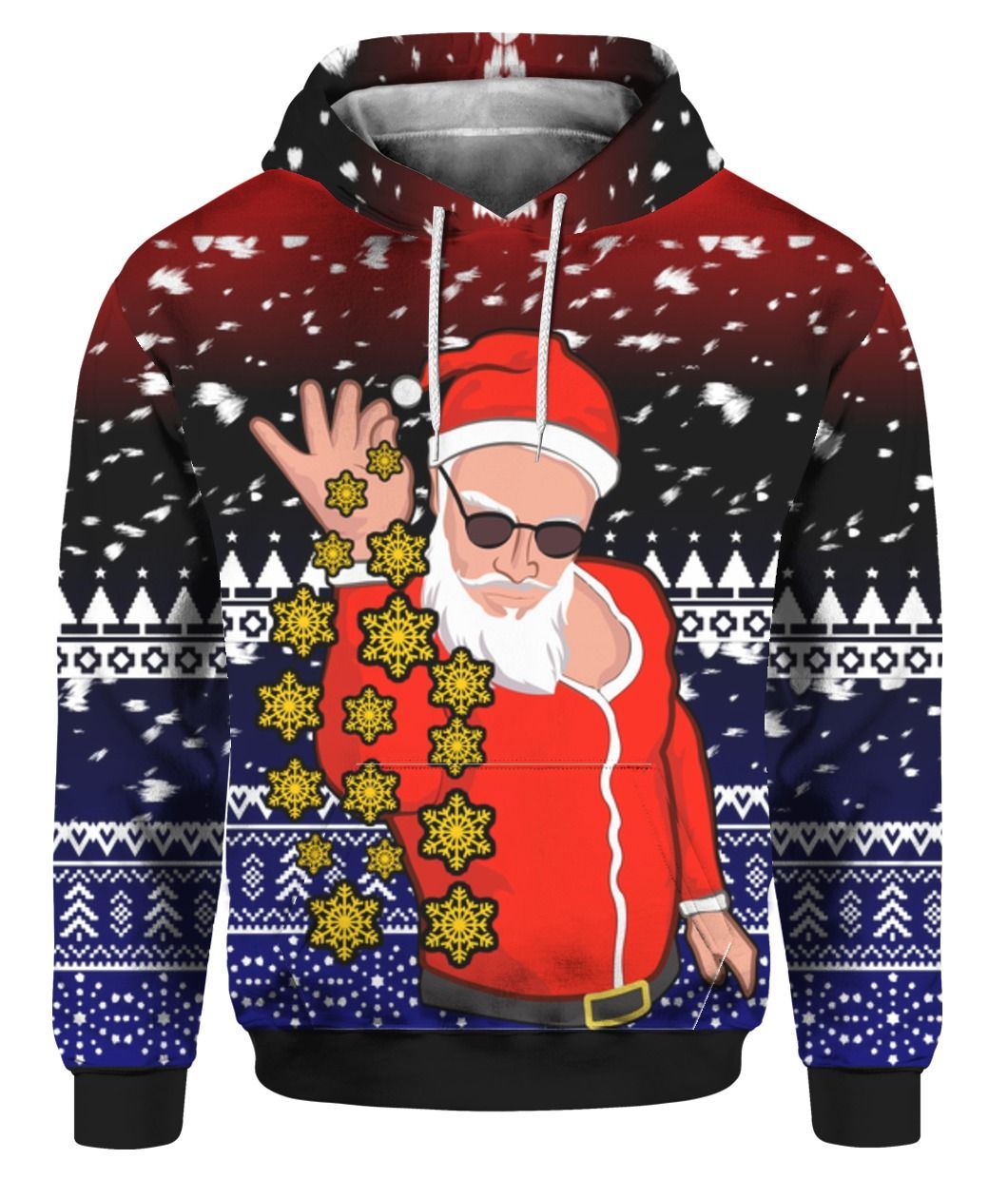 Sexy Santa Claus Snowflakes 3D Ugly Christmas Sweater Hoodie