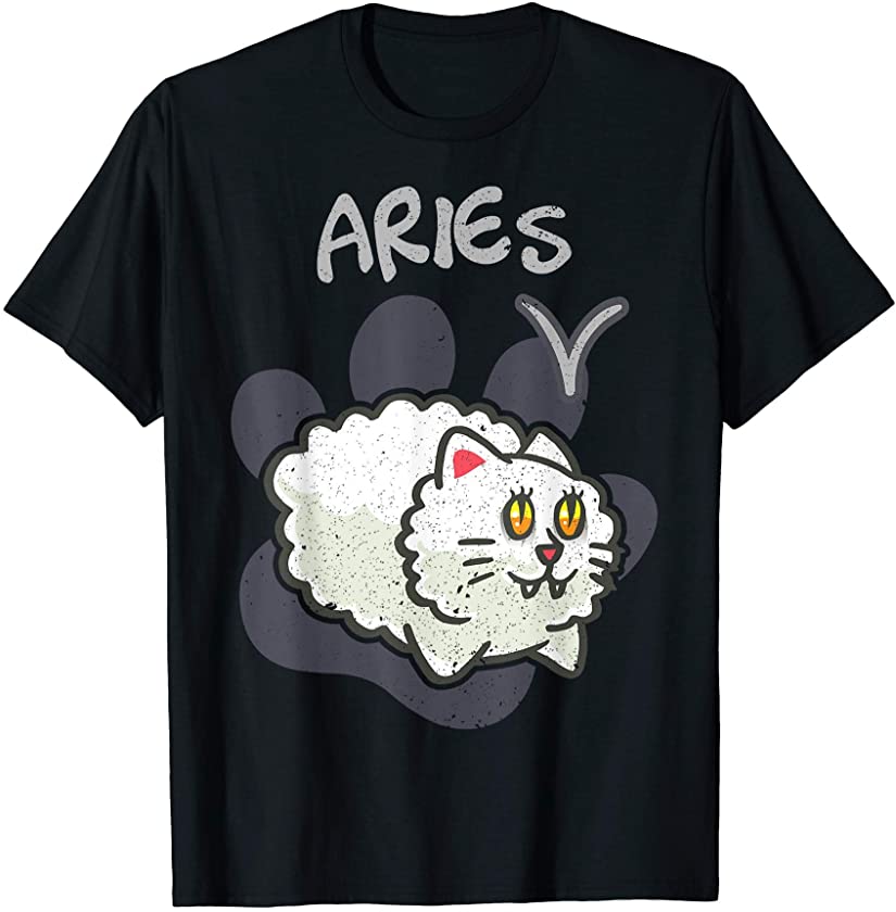 Aries Cat Zodiac Sign Astrology Funny Kitten Cats Horoscope T-Shirt