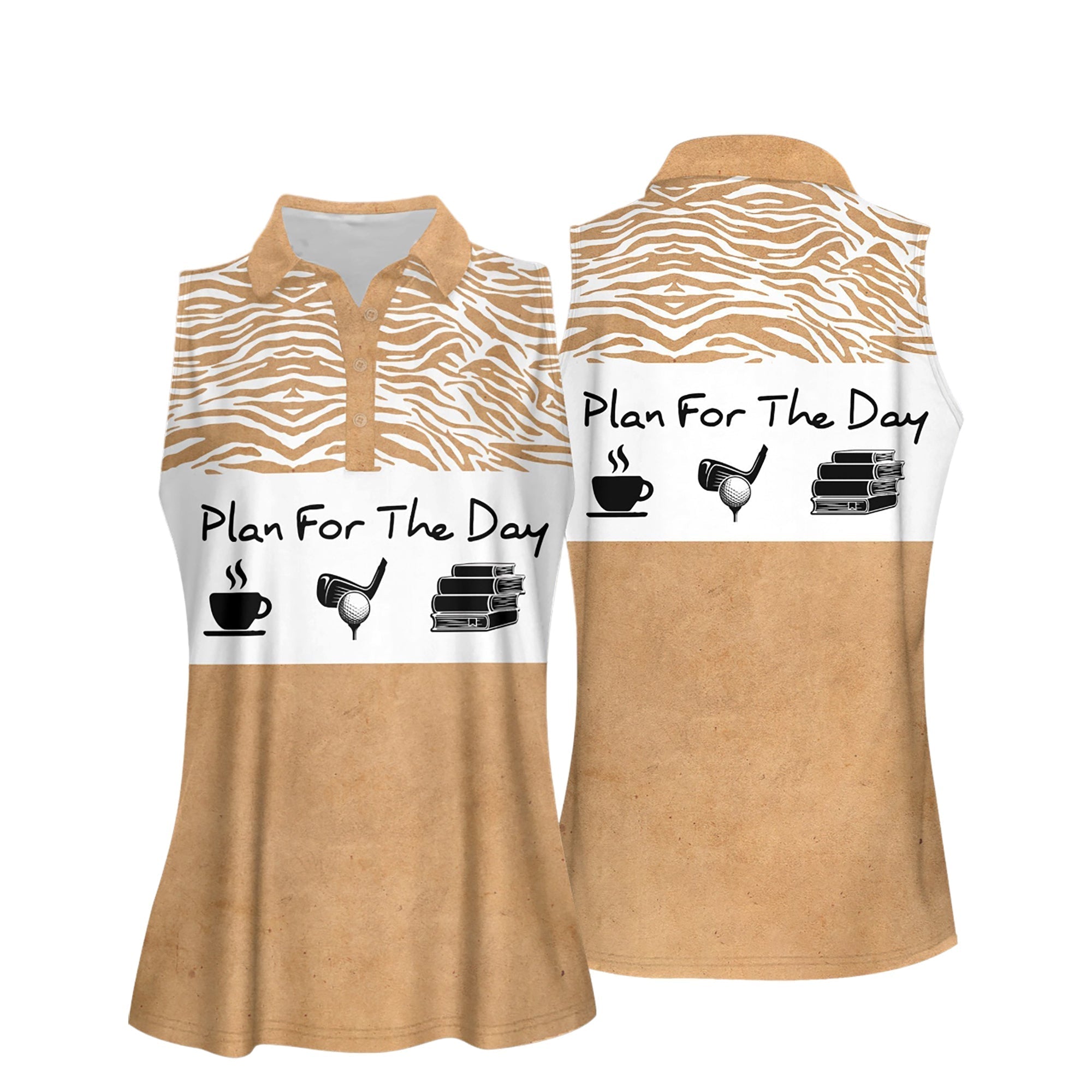 Plan For The Day Coffee Golf And Book Women Short Sleeve Polo Shirt Sleeveless Polo Shirt