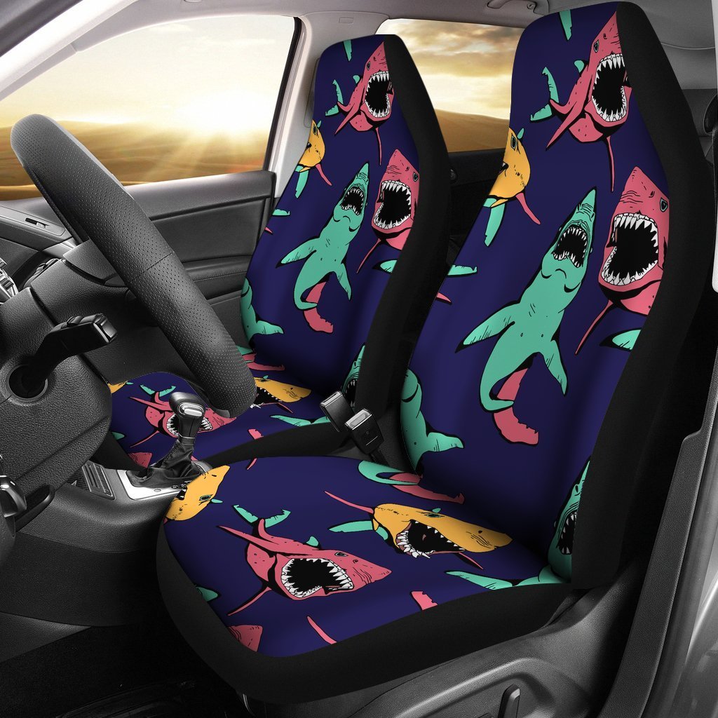 Shark Bite Pattern Car Seat Covers Set 2 Pc, Car Accessories Car Mats Covers