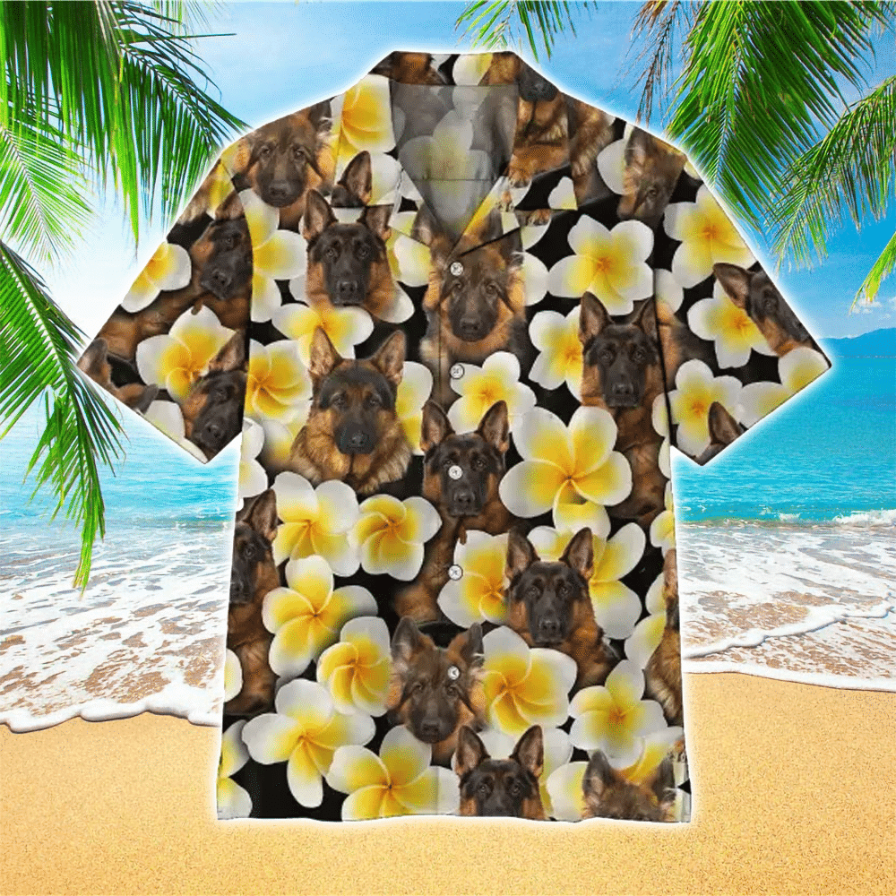 Plumeria German Shepherd Colorful Comfortable Hawaii Shirt Aloha Ha10897