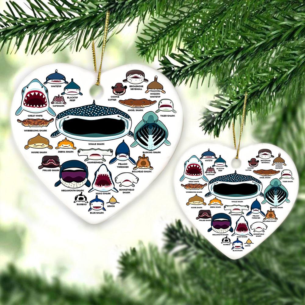 Sharks Heart Ceramic Ornament