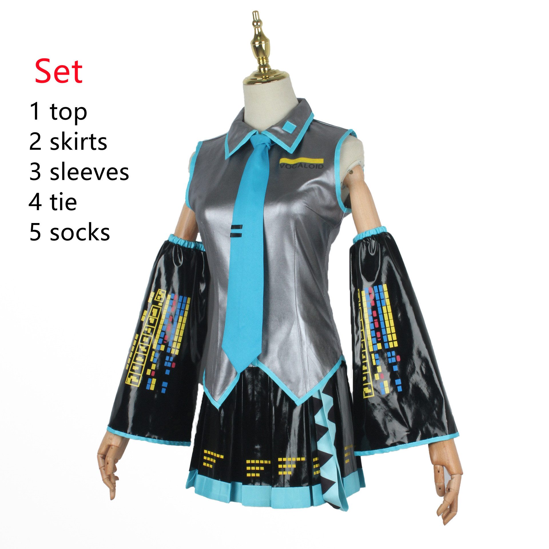 Vocaloid Miku Cosplay Wig Costume Japan Midi Dress Beginner Future Miku Cosplay Female Halloween Women’s Costume Men size alx