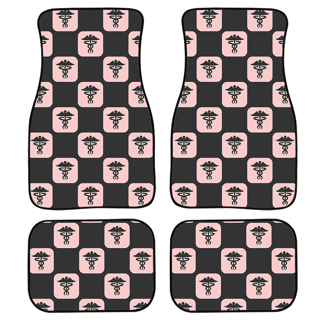 Caduceus Pattern Print Front And Back Car Floor Mats, Front Car Mat