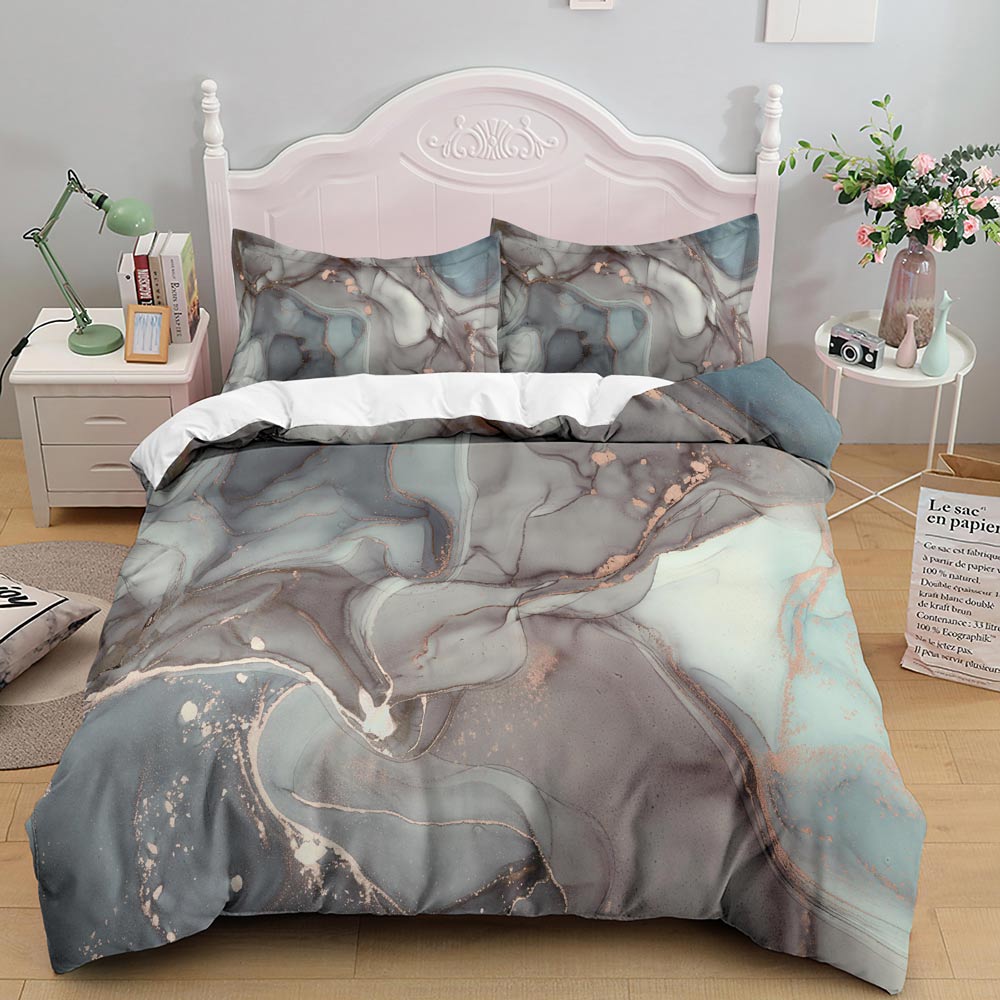 Marble Duvet Cover Pillowcase Black Queen King Size Bedding Set Geometric Cover Single Double Queen Luxury Cover