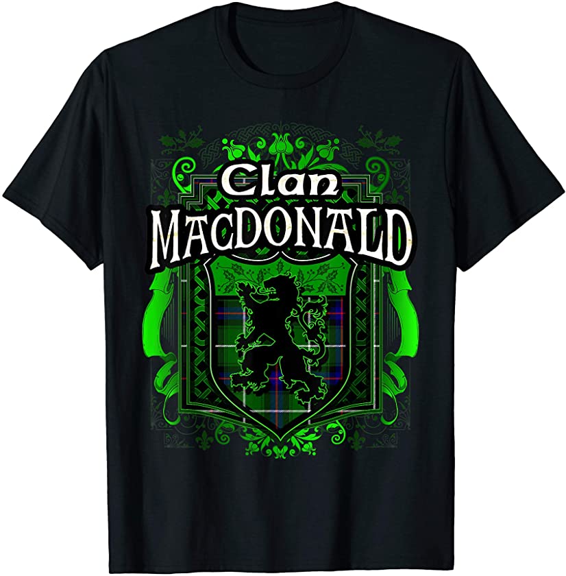 Scottish Surname Clan MacDonald Tartan Lion Crest T-shirt