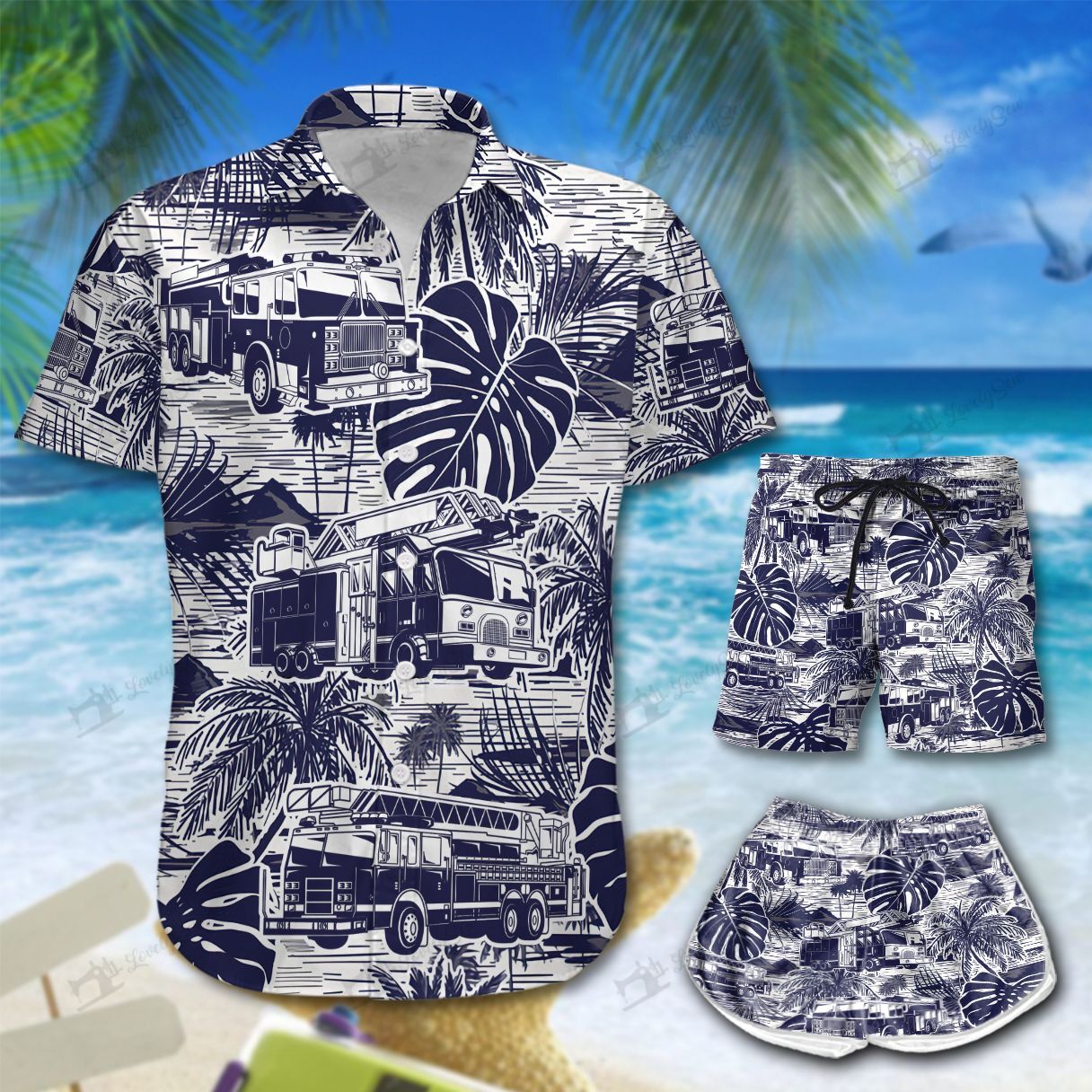 Fire Truck Hawaiian Shirt Shorts Ha28961