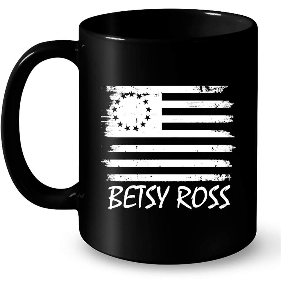 Betsy Ross, Vintage Flag Distressed – Full-Wrap Coffee Black Mug