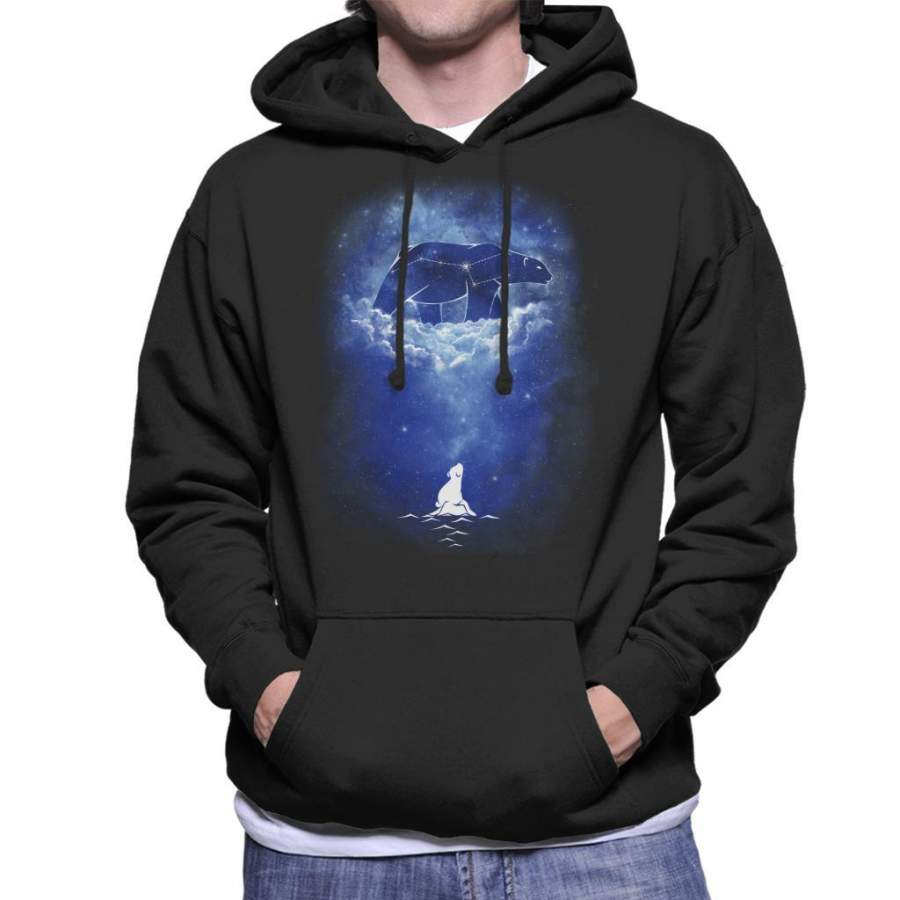 Starry Frozen Sky Polar Bear Men’s Hooded Sweatshirt