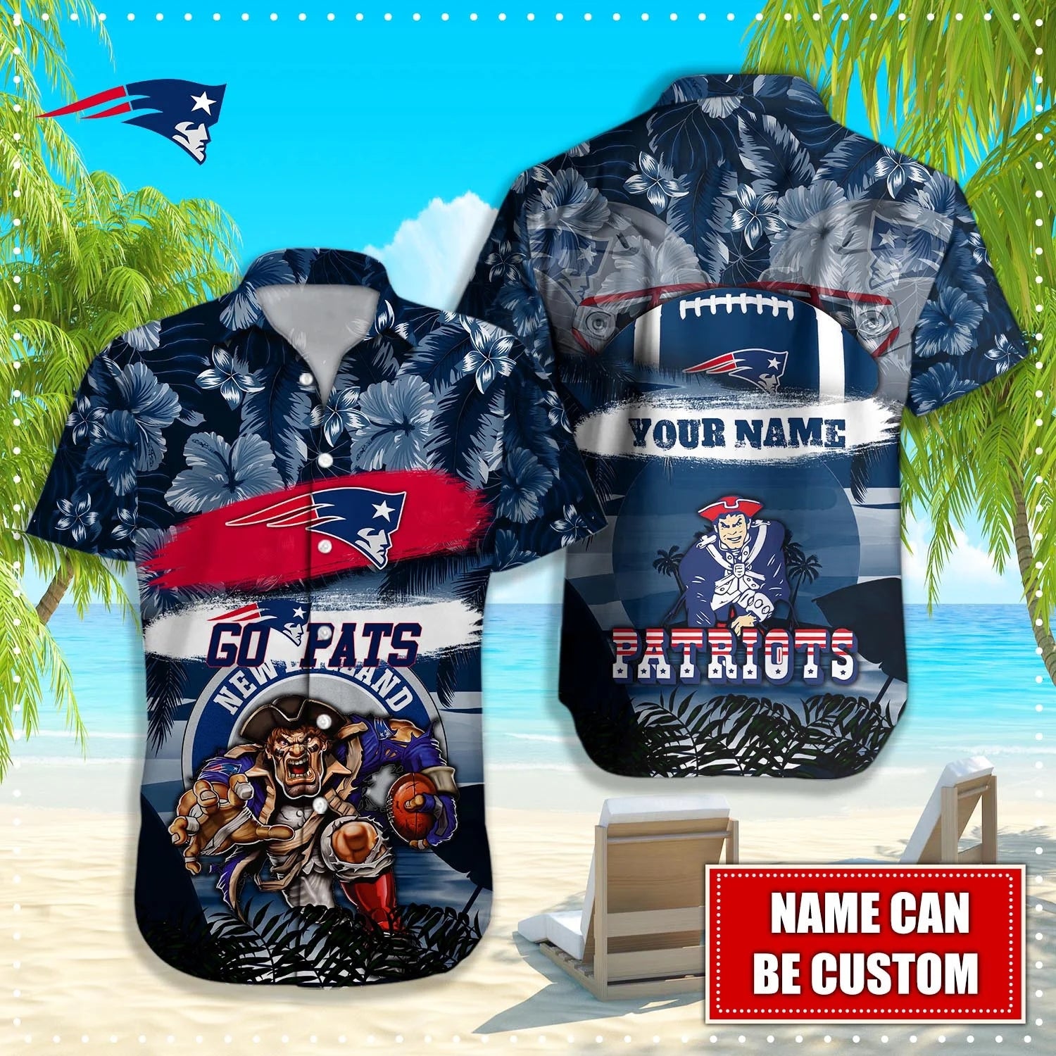 Personalized New England Patriots Hawaiian Shirt Mascot