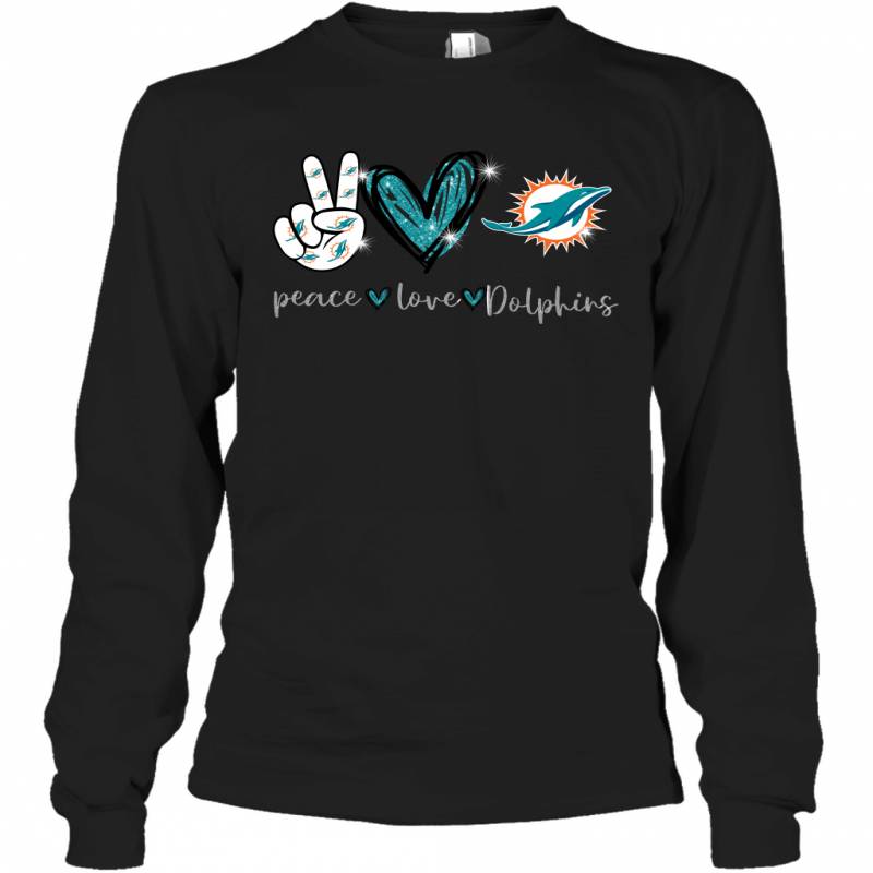 Peace Love Dolphins gift for Miami Dolphins Fans Long Sleeve T-Shirt