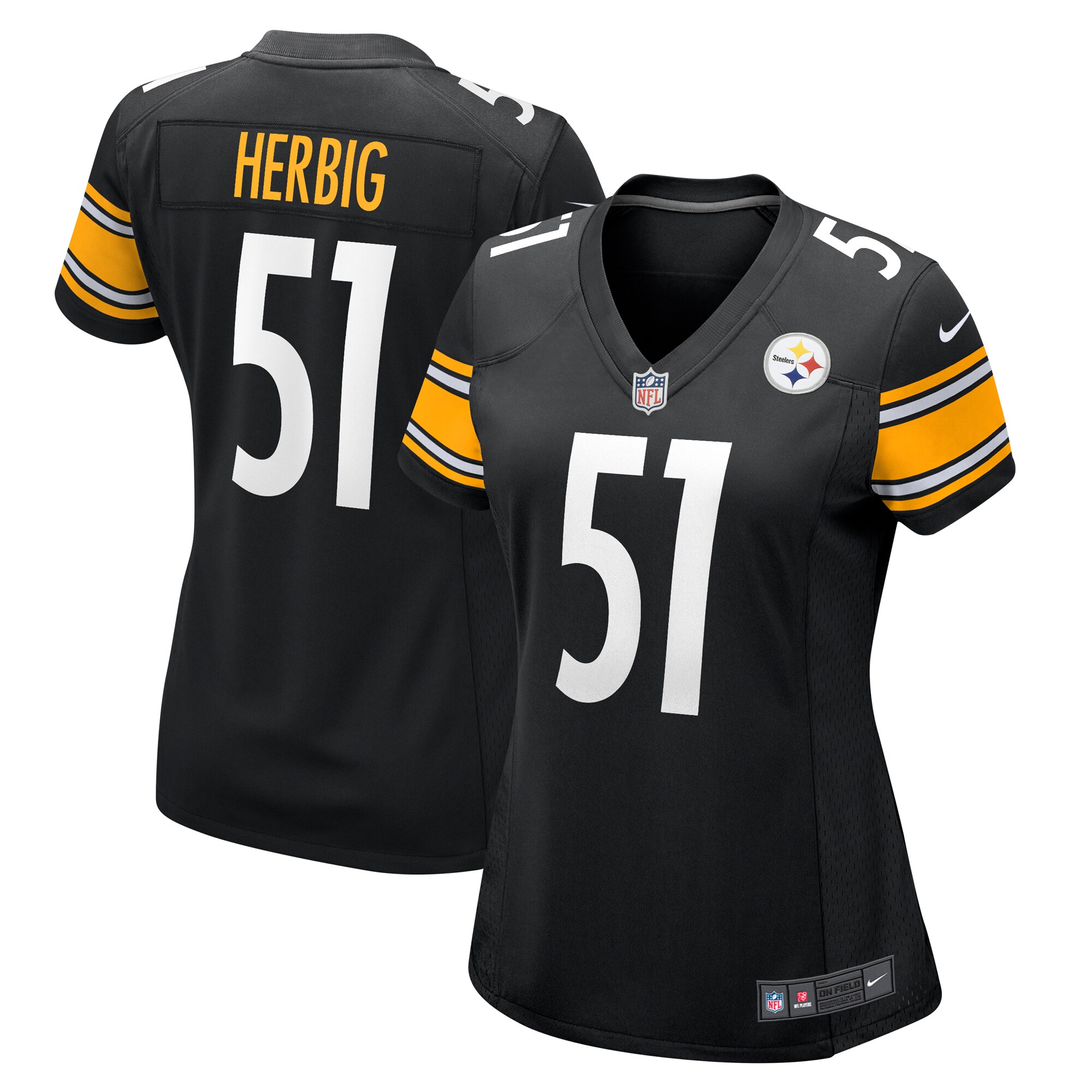 Women’s Pittsburgh Steelers Nick Herbig  Black  Game Jersey