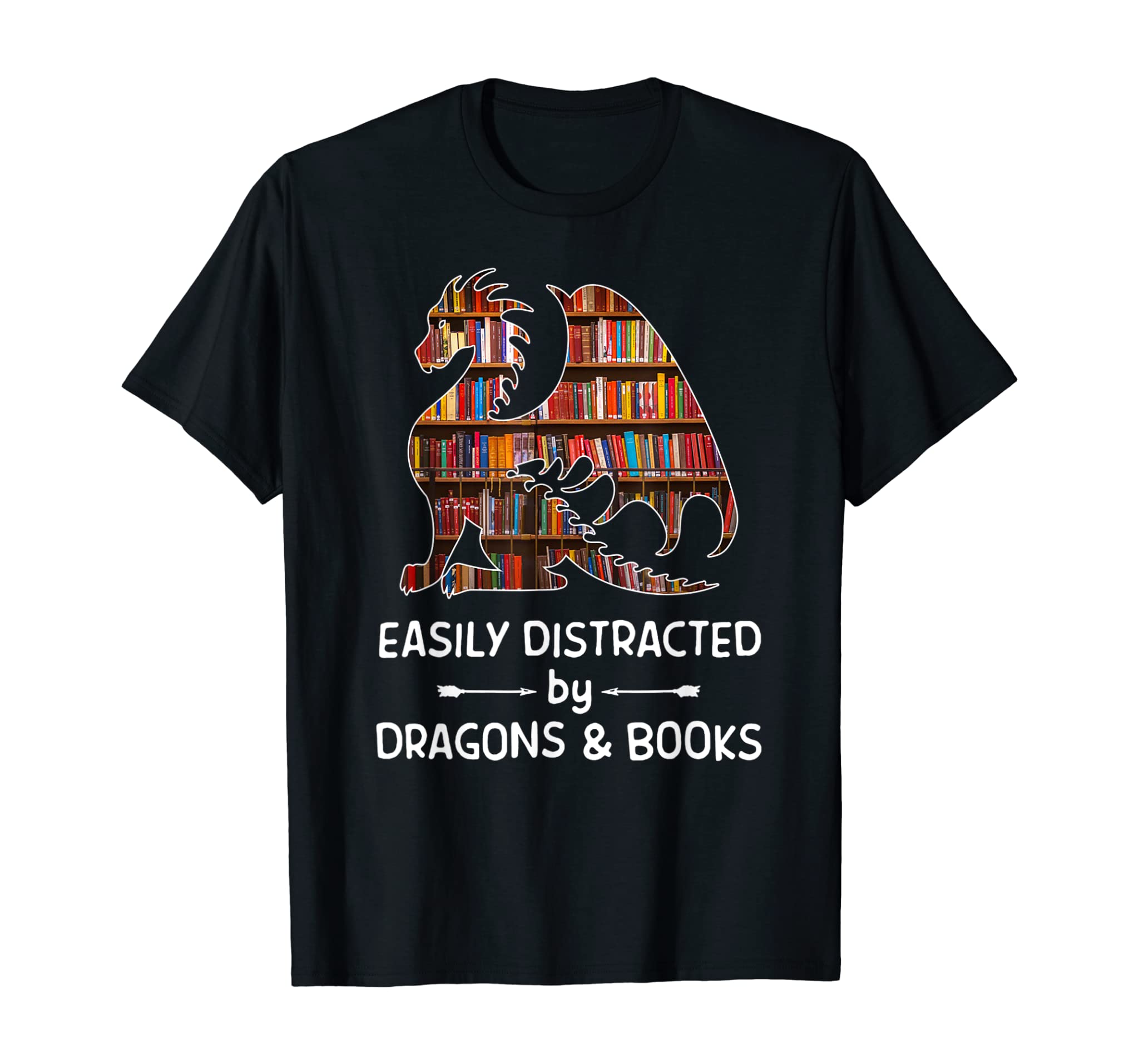 Easily Distracted By Dragon And Books Nerds T-Shirt