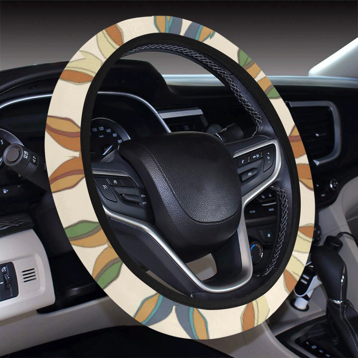 Rabbit Pattern Print Design Rb04 Steering Wheel Cover With Elastic Edge