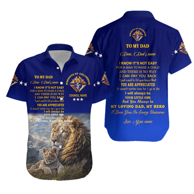 (Custom) Knights Of Columbus Father Day Hawaiian Shirt Lion Father And Daughter – Blue Lt8