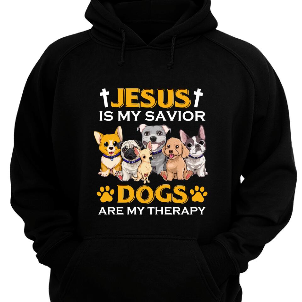 Jesus Is My Savior – Dogs Are My Therapy Hoodie – Trending Personalized