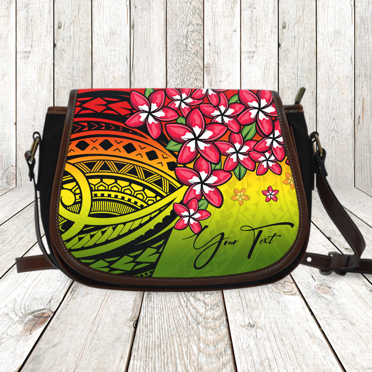 (Custom) Polynesian Plumeria Reggae Saddle Bag Personal Signature A24