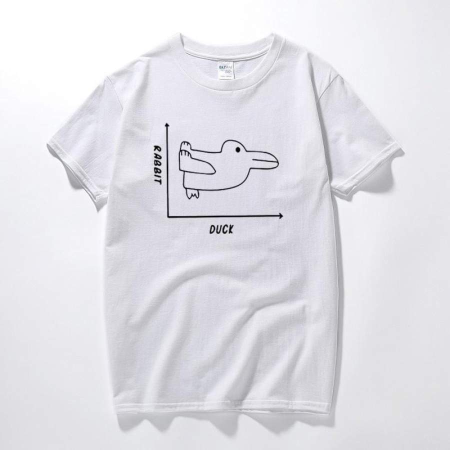 Duck Rabbit Funny Matter Of Perception Men T-Shirt Top Summer Novelty Funny T Shirts Cotton Short Sleeve Tee Shirt