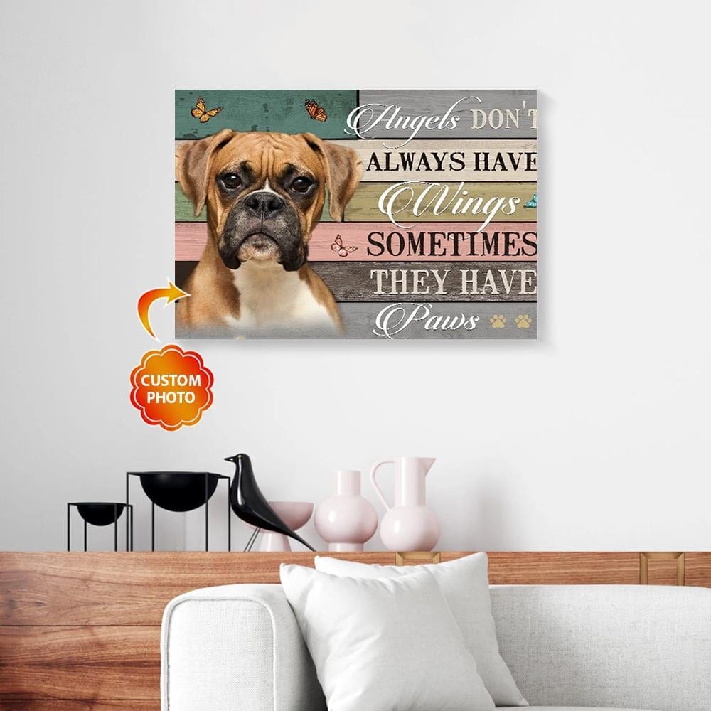 Canvas Prints Angels Have Paws Butterfly Custom Boxer Dog Photo Canvas Wall Art Home Decoration