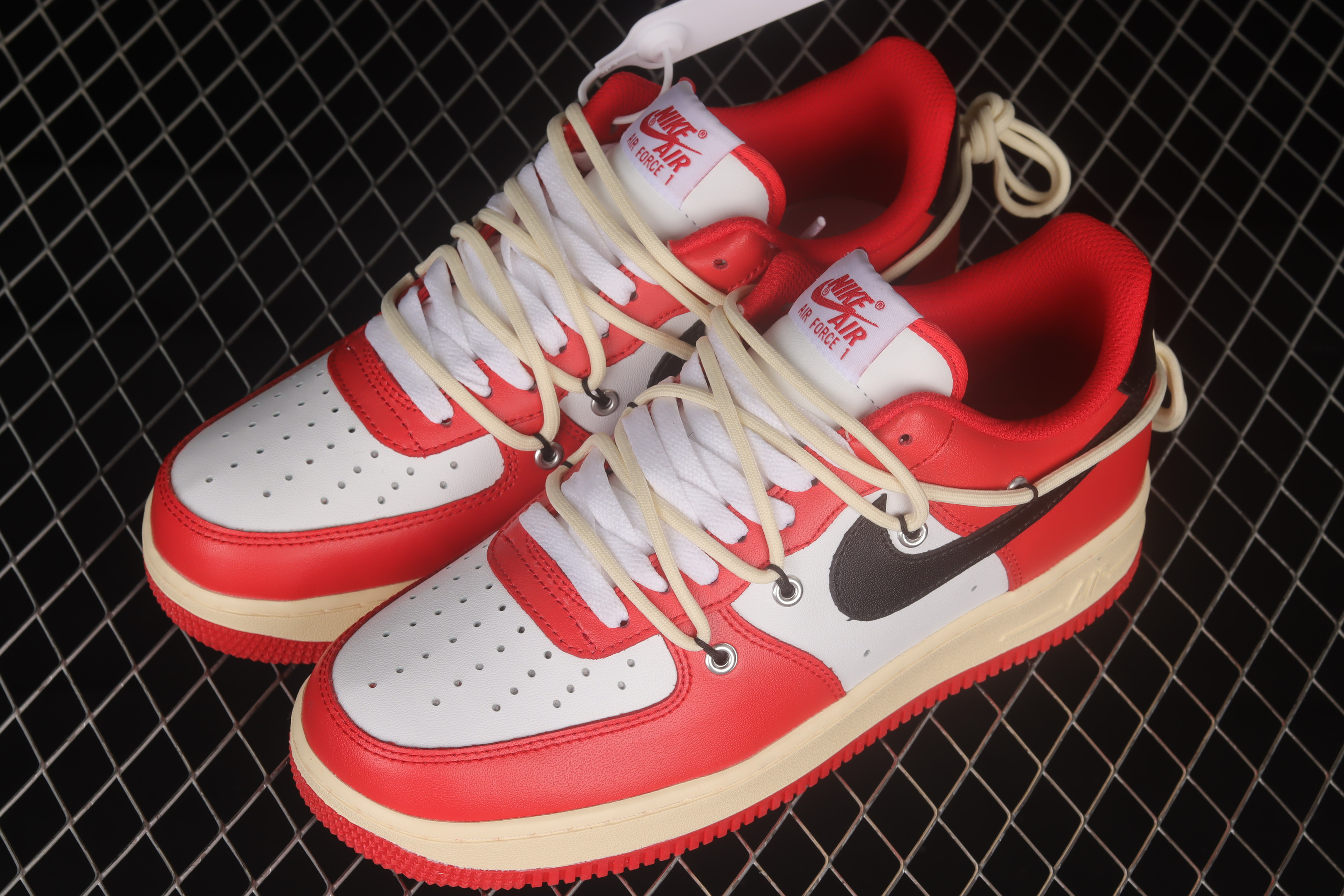 Nike Air Force 1 07 Low Red White Black Shoes Sneakers SNK643184265