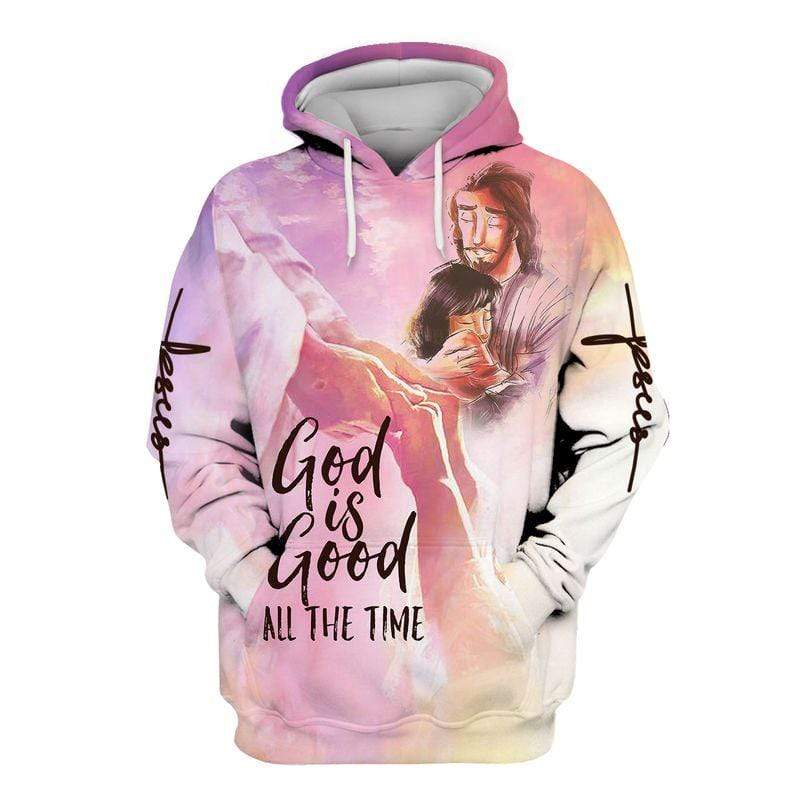 God Is Good All The Time Pink Girl Hoodie 3D All over print