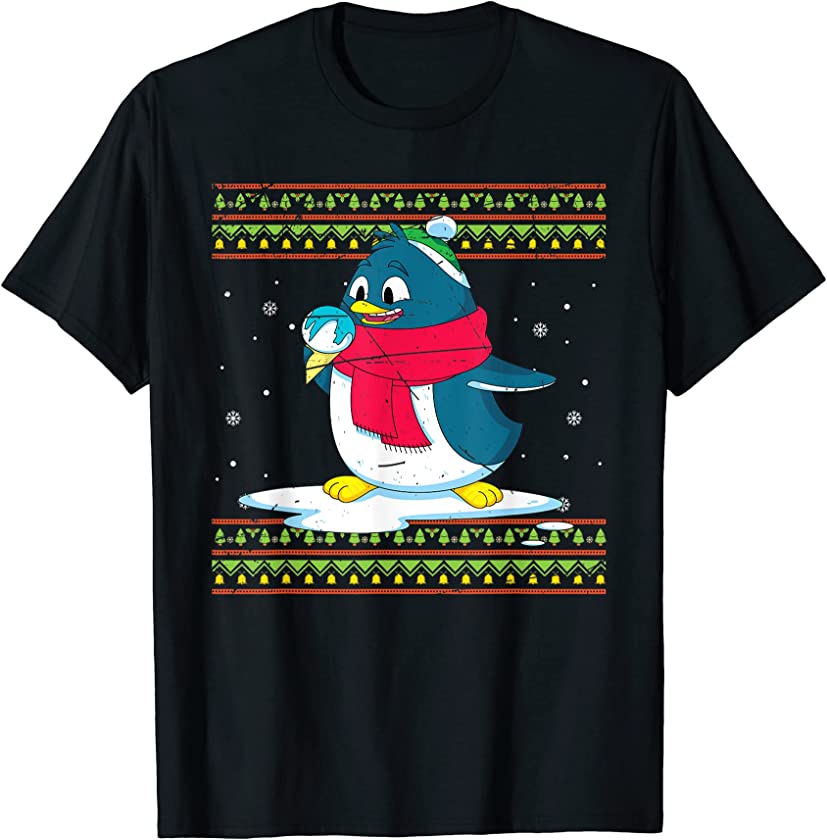 Merry Xmas Zoo Animal Lover Ugly Christmas Cute Penguin T-Shirt