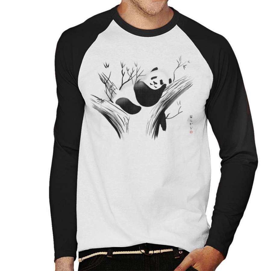 Relaxed Panda Men’s Baseball Long Sleeved T-Shirt