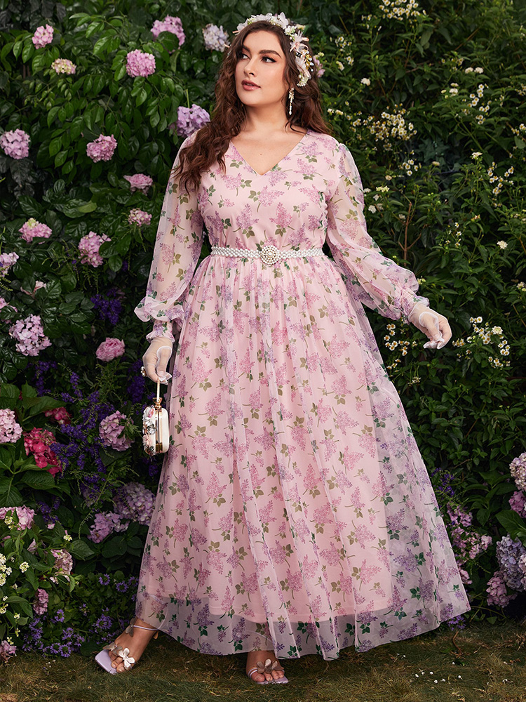 TOLEEN Women Plus Size Maxi Dress 2022 Spring Luxury Chic Elegant Floral Long Sleeve Turkish Evening Party Wedding Robe Clothing alx