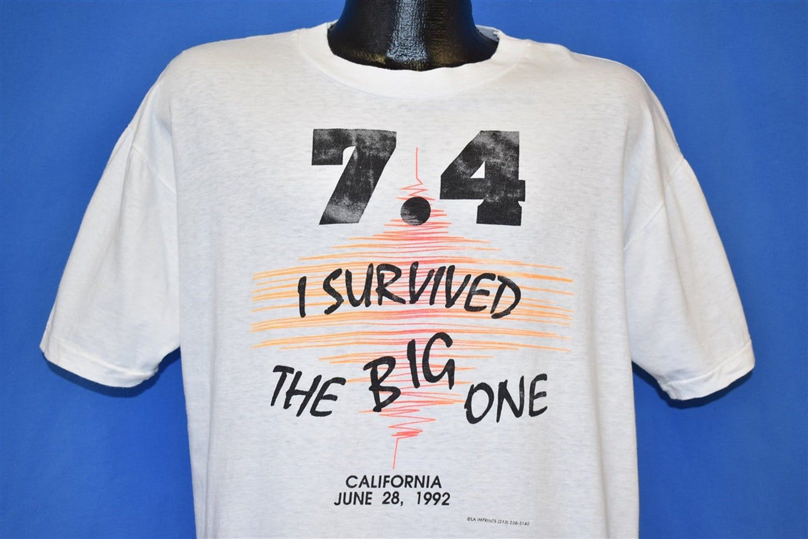 90S I Survived The Big One Lander’S Earthquake California 74 T-Shirt Extra Vintage Tee