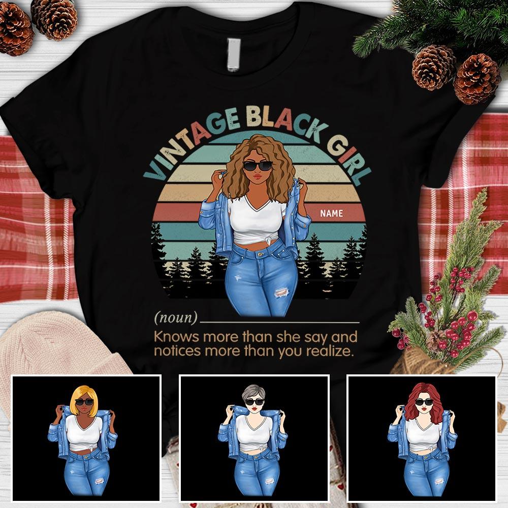 Personalized Black Queen Vintage Shirt, Vintage Black Girl Shirt, Black Queen Retro Vintage T-Shirt