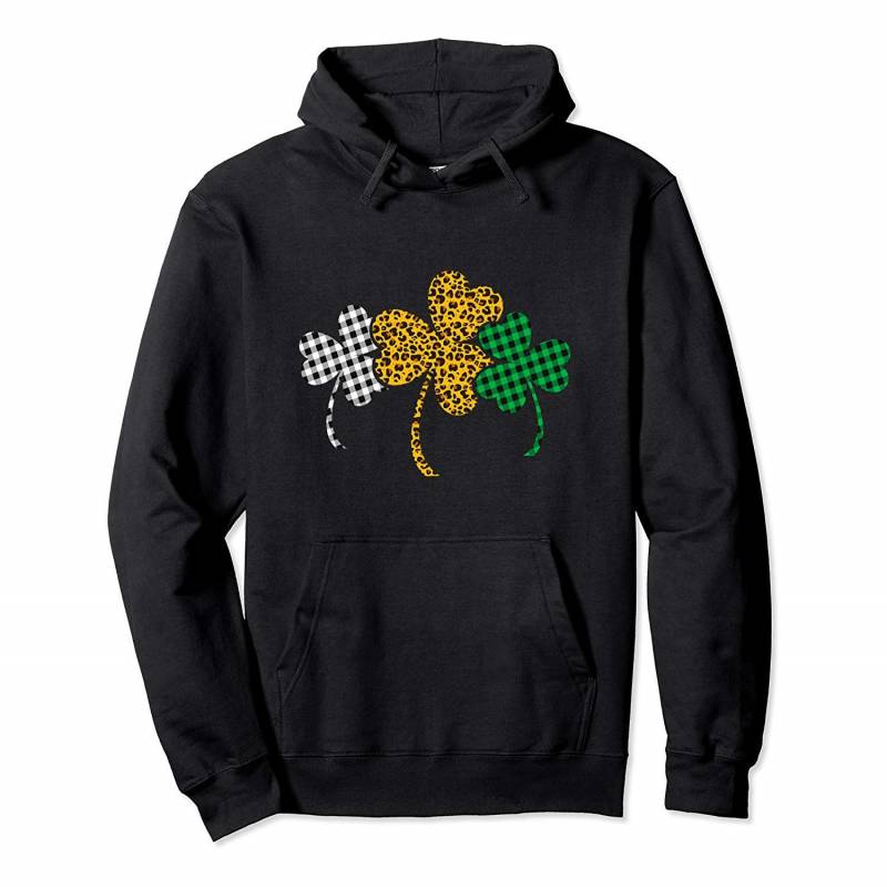 St Patricks Day Shirt Leopard for Women Buffalo Plaid Pullover Hoodie