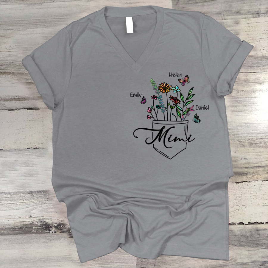 Mimi And Grandkids Wildflowers V-Neck