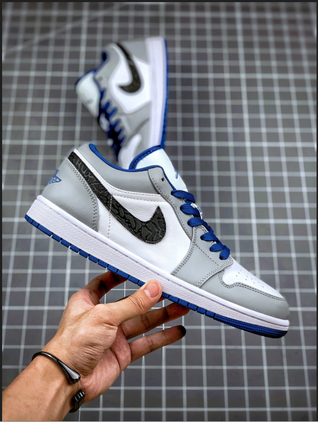 JD 1 Low White True Blue Cement Grey Black 601007