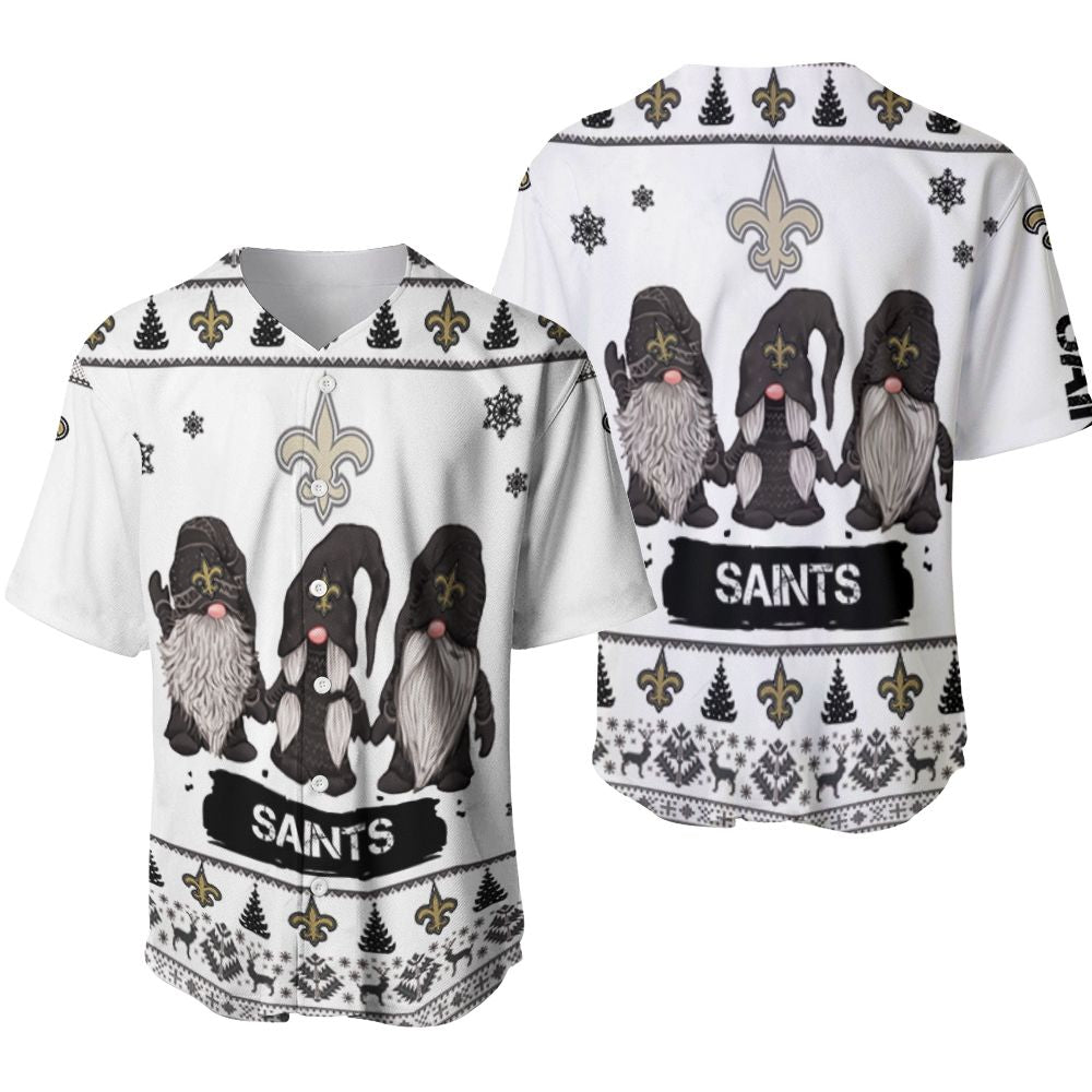 Christmas Gnomes New Orleans Saints Ugly Sweatshirt Christmas 3D Baseball Jersey