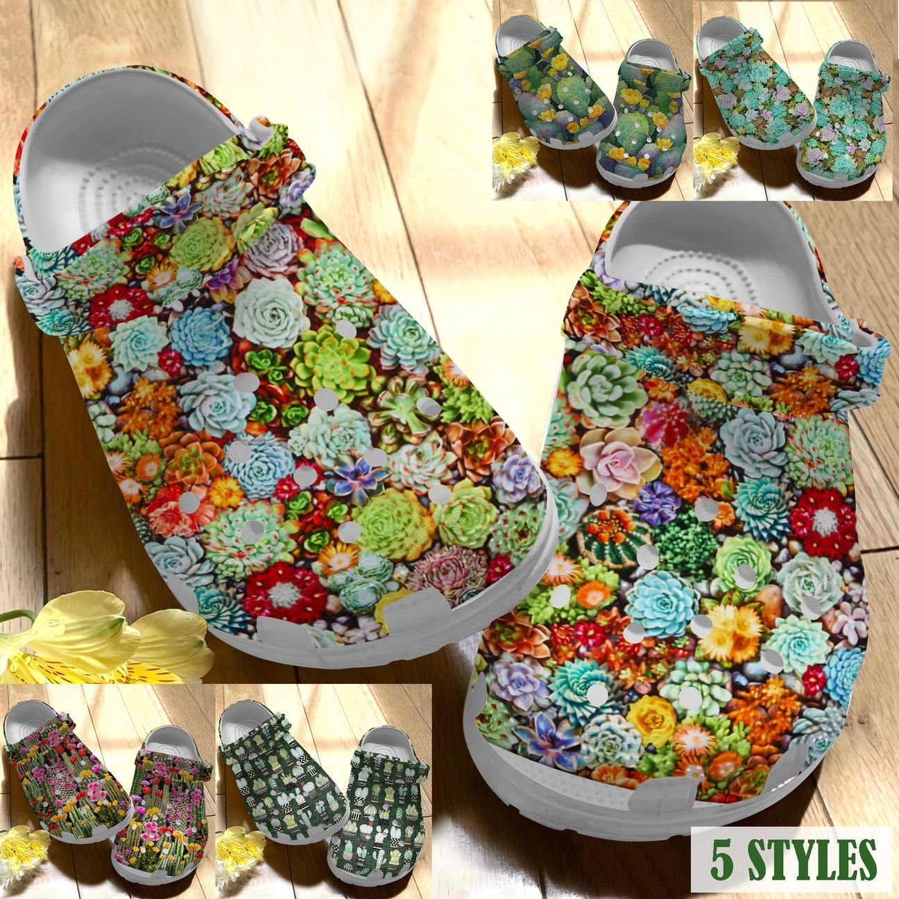 Cactus Personalize Clog, Custom Name, Text, Fashion Style For Women, Men, Kid, Print 3D Whitesole 5 Styles Lovely Cactus