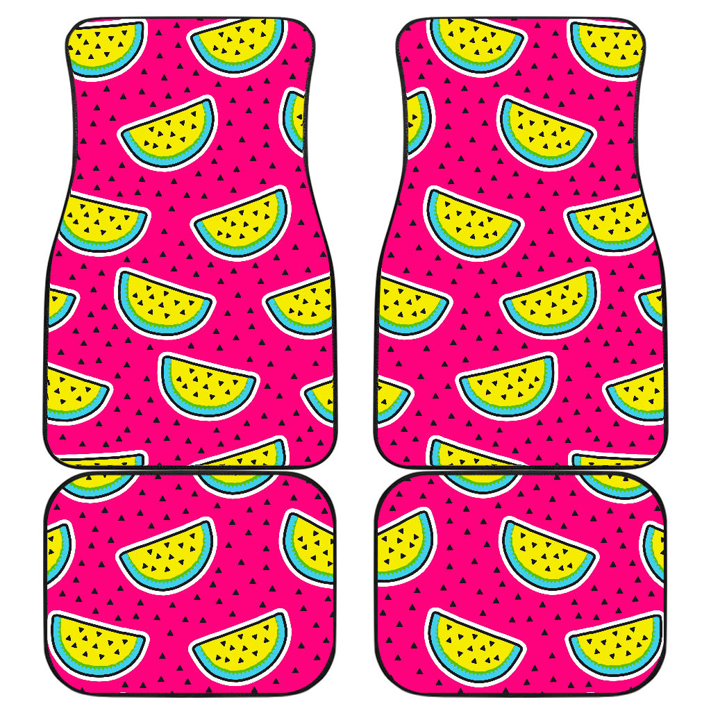 Purple Fancy Watermelon Pattern Print Front And Back Car Floor Mats, Front Car Mat