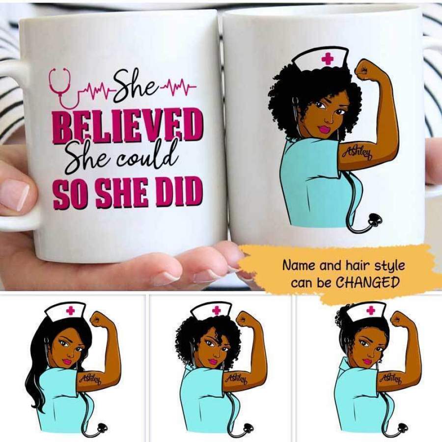 She Believed She Could Melanin Nurse Personalized Mug