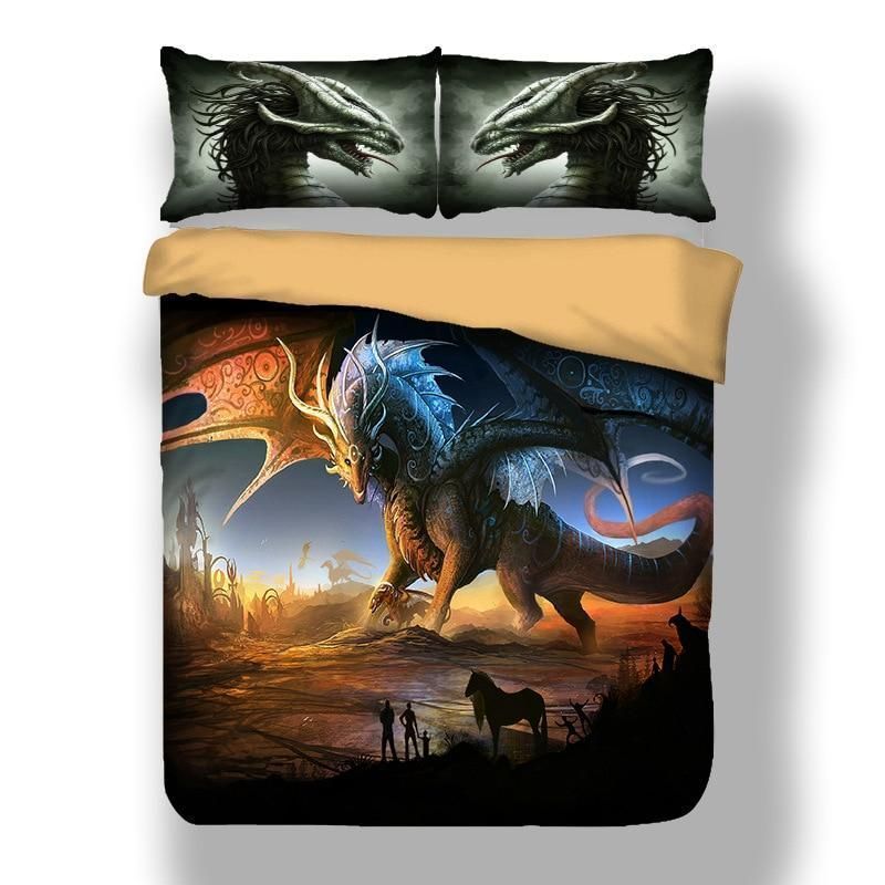 3D Dinosaur Horse Print Gs-Cl-Dt2703 Bedding Set