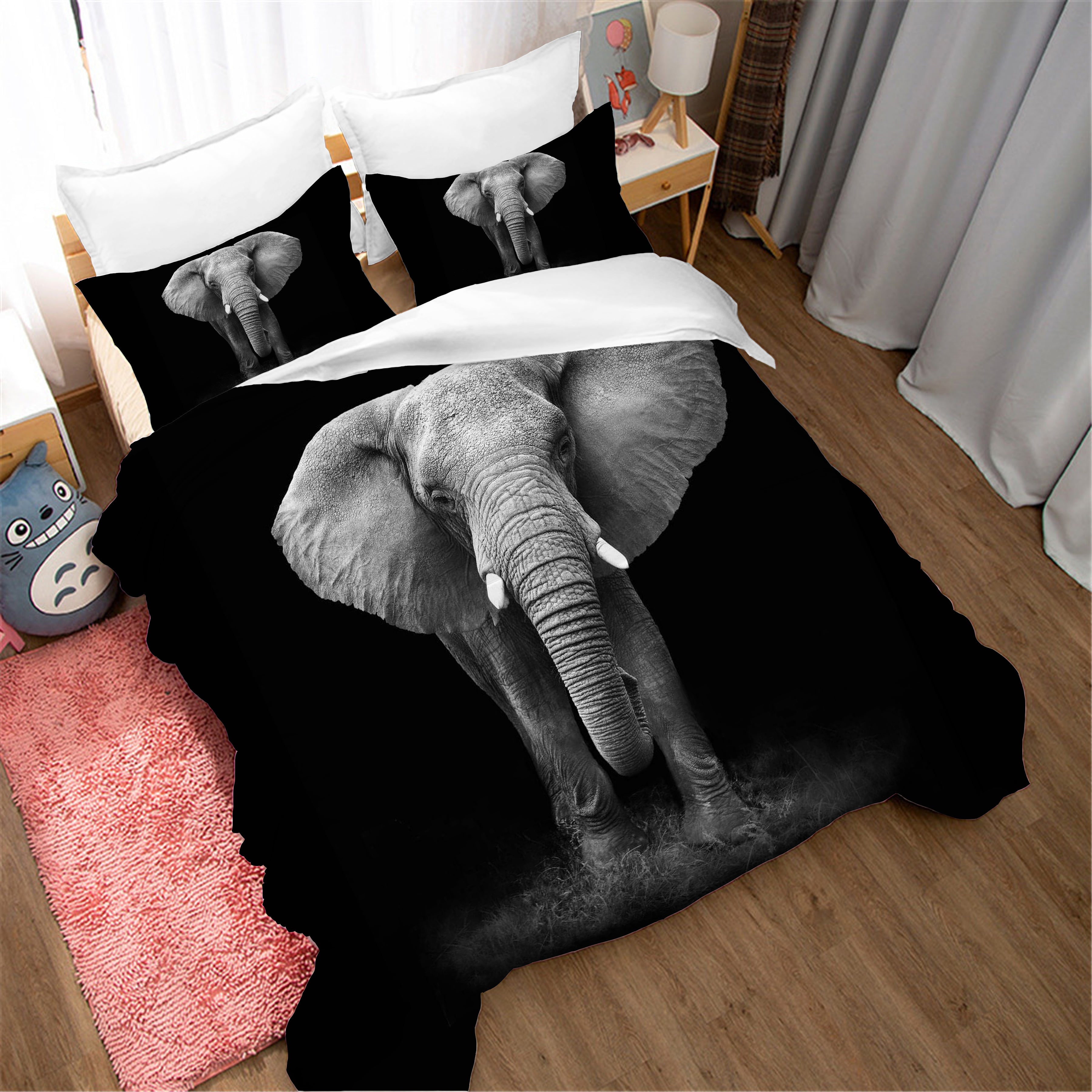 3D Black Elephant Quilt Cover Set Bedding Set Duvet Cover Pillowcases Sf202