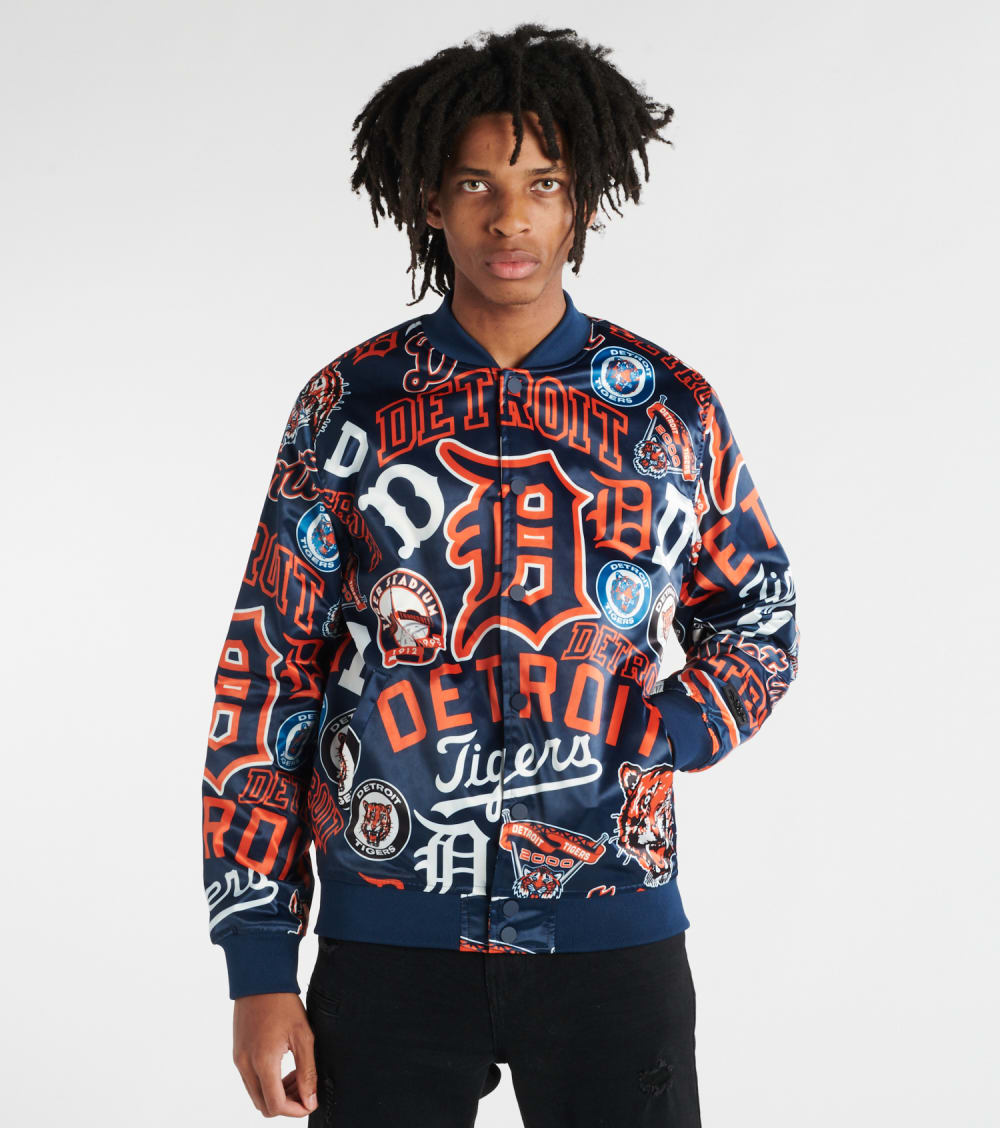 Detroit Tigers All Over Print Satin Jacket