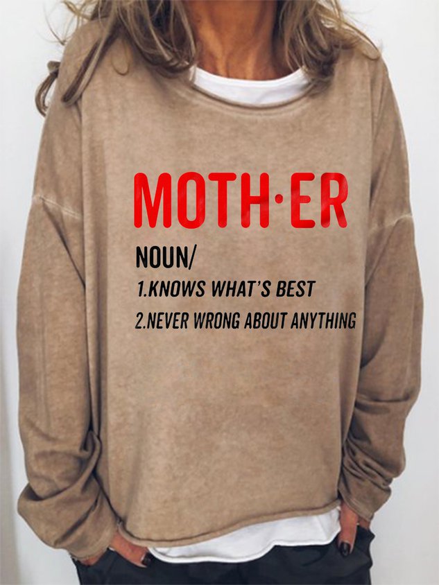 Women Mother Knows What‘S Best Print Long Sleeve Top