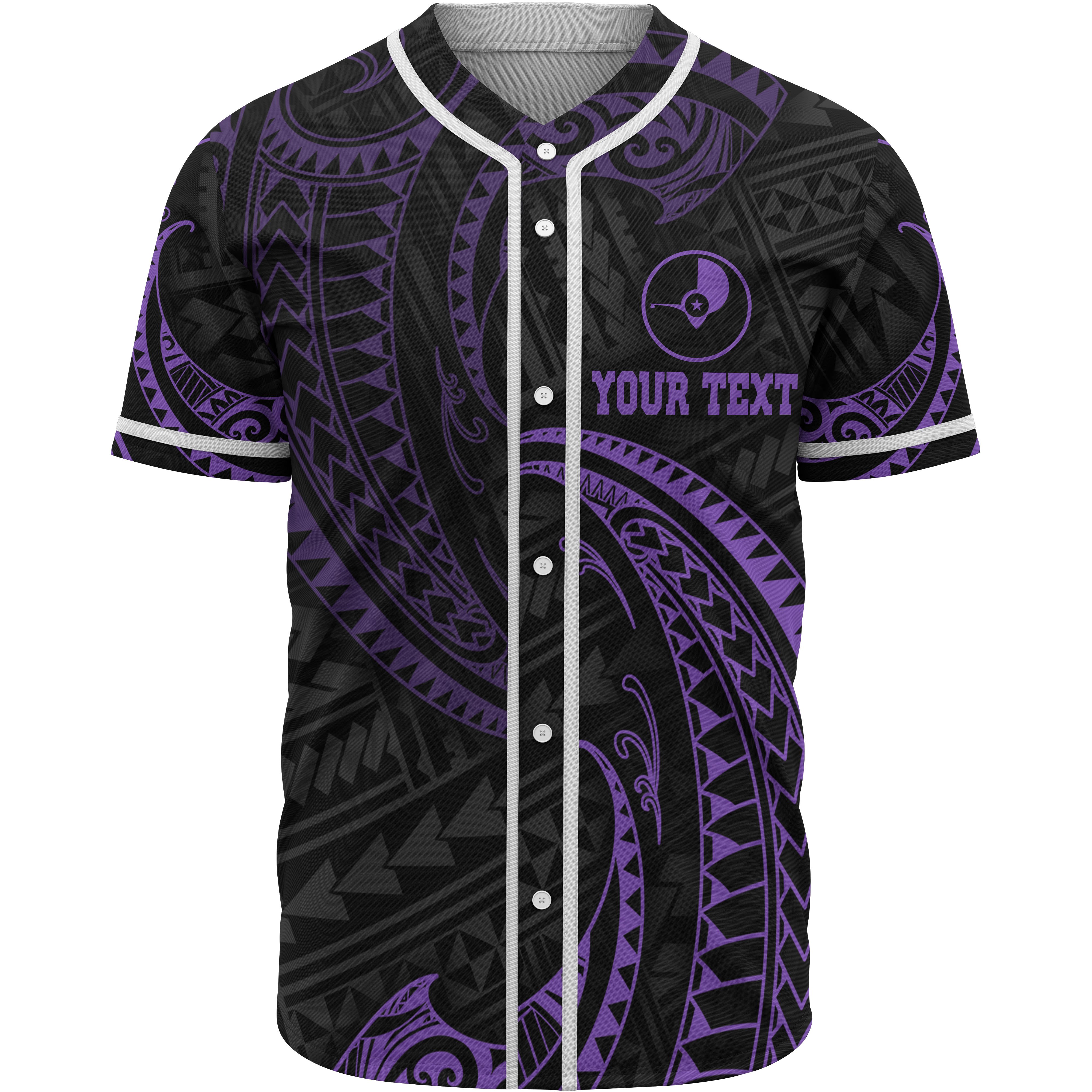 Yap Polynesian Custom Personalised Baseball Shirt – Purple Tribal Wave – BN12