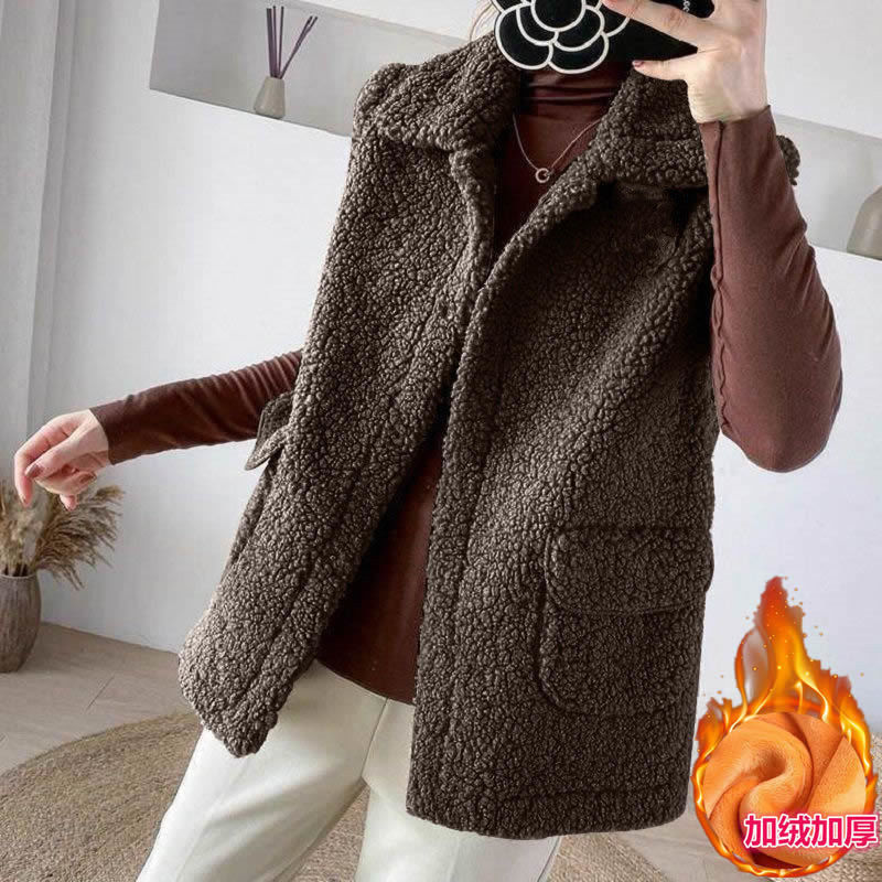 Cashmere Lamb Fleece Vest Autumn and Winter New Fashion Casual Thickened Lamb Hair Jacket with Vest Coat alx