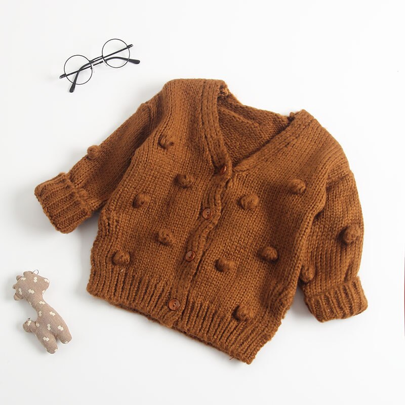 Autumn Winter Infant Kids Baby Girls Sweater Coats Warm Knit Long Sleeve Single Breasted V Neck Solid Sweaters Outfits alx