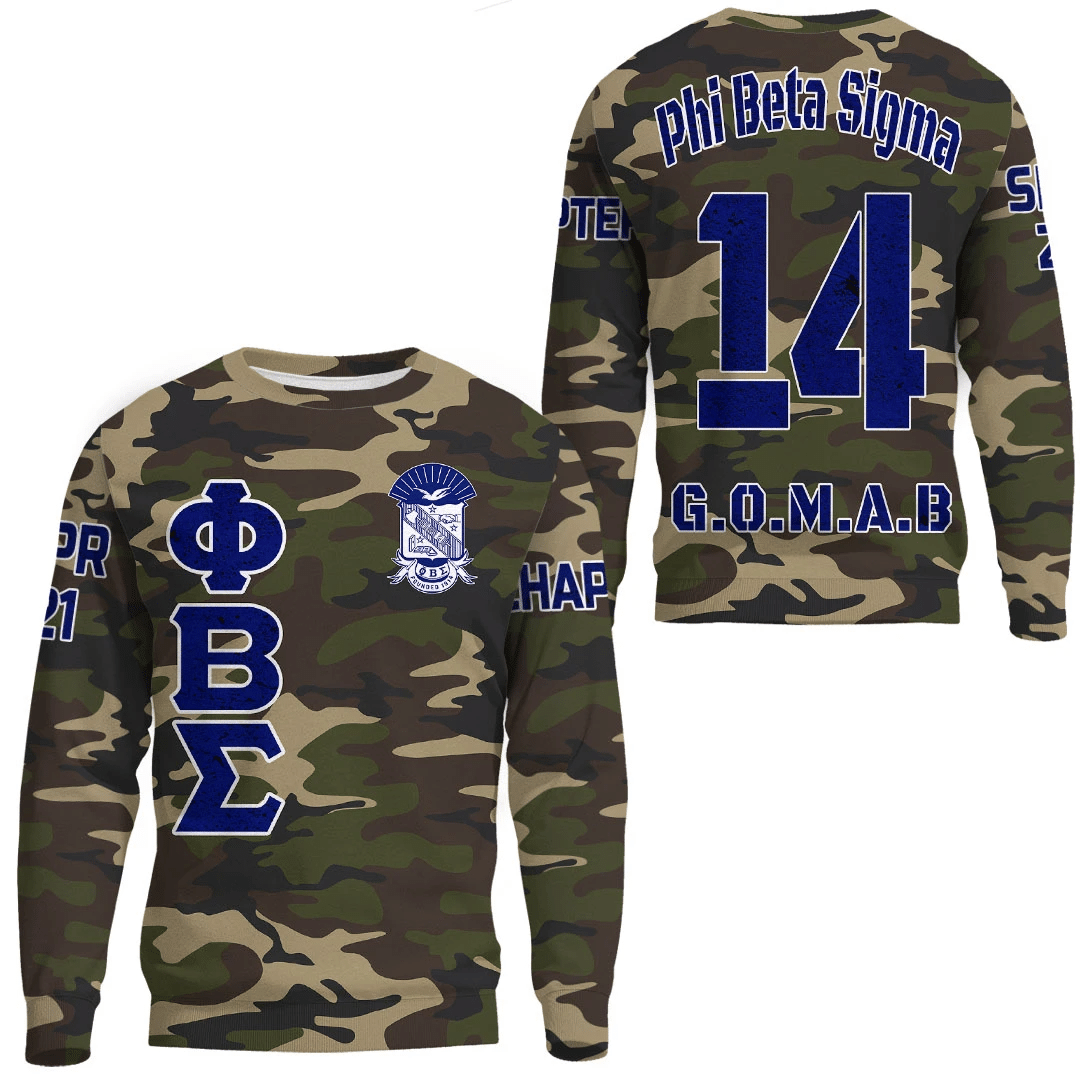 Wonderprint Sweatshirt Personalized Phi Beta Sigma Camouflage Sweatshirts Lt10