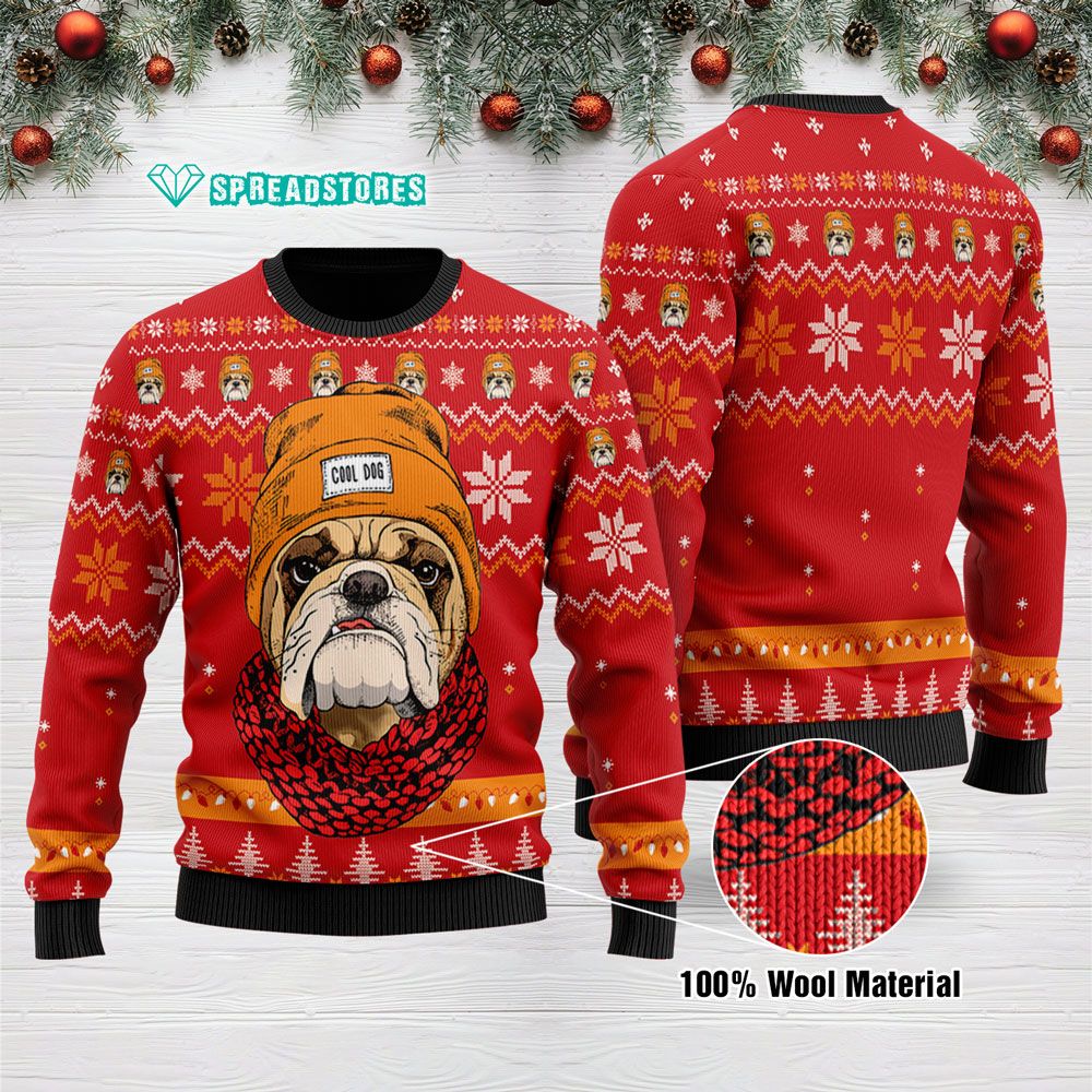 Ugly Sweatshirt Cool Hipster Bulldog Ugly Sweater 2010