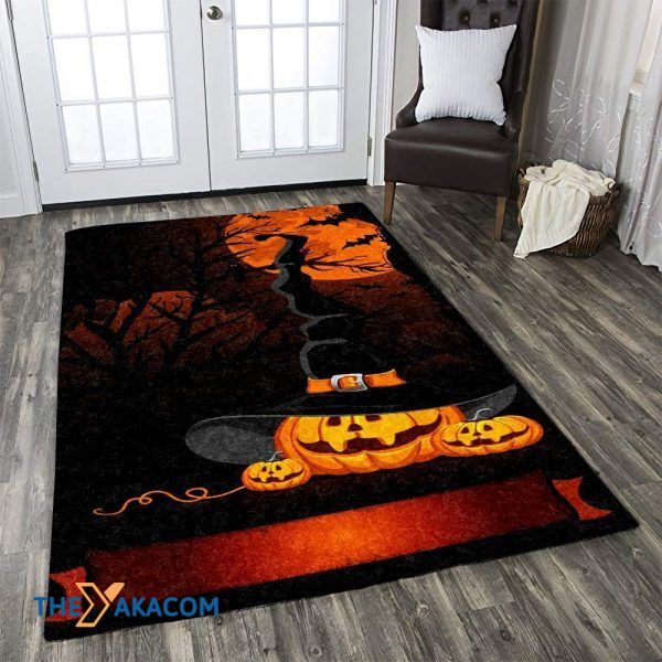 Pumpkin In The Dark Happy Halloween Rectangle Area Rug Floor Decor