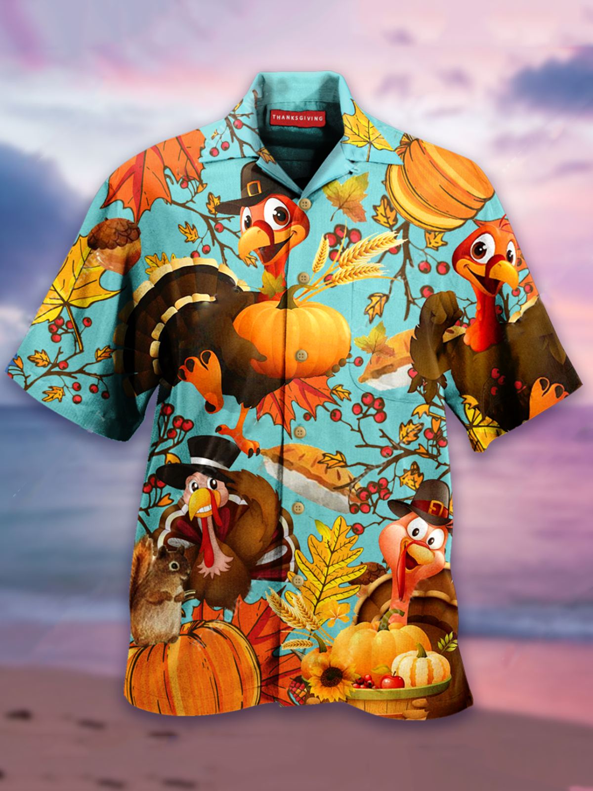 Thanksgiving Men’S Turkey Shirt Pumpkin 3D Animal Print Short Sleeve Top